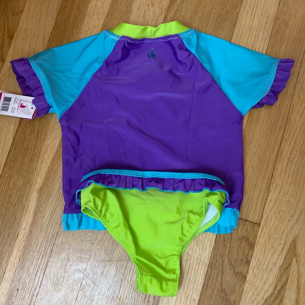 Girls two piece bathing suit with short sleeve top - Picture 5 of 5